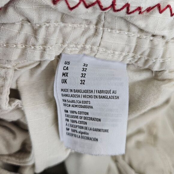 American Eagle Cargo Classic Fit Shorts Men's 32 Ivory 10" Inseam Casual Preppy - Picture 4 of 9